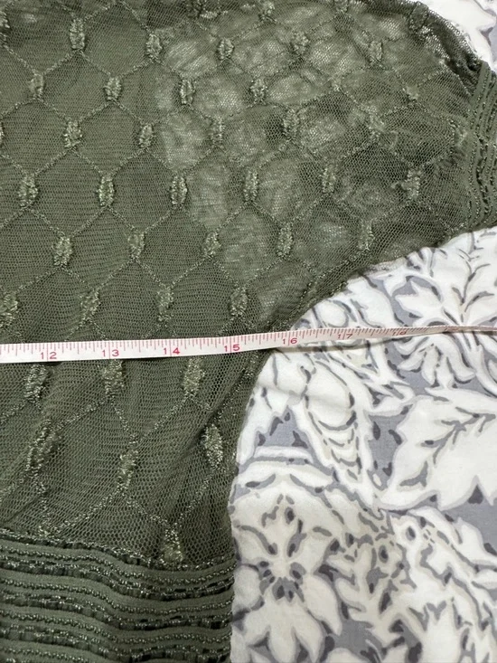 Alfani Olive Crochet Lace Mock-Neck Short Sleeve Top size M - Picture 6 of 9